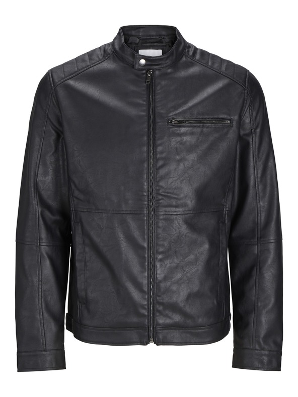 Jack & Jones JJEDYLAN černá pánská koženková bunda