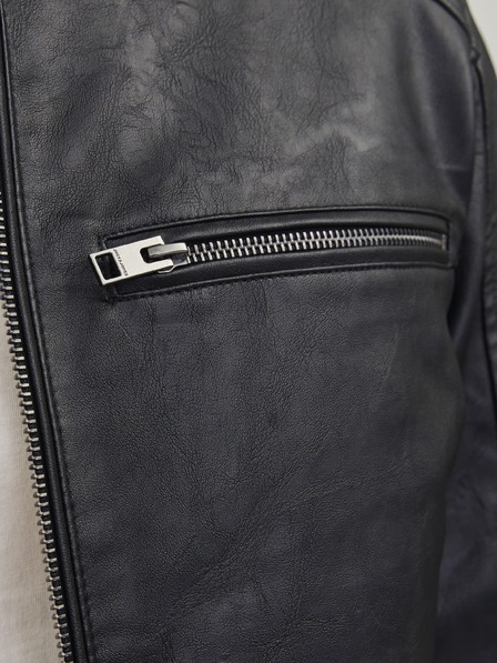 Jack & Jones JJEDYLAN černá pánská koženková bunda