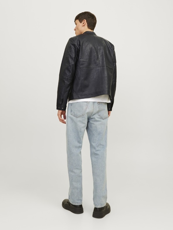 Jack & Jones JJEDYLAN černá pánská koženková bunda