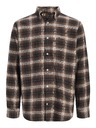 Jack & Jones Flanelová kostkovaná pánská košile hnědá
