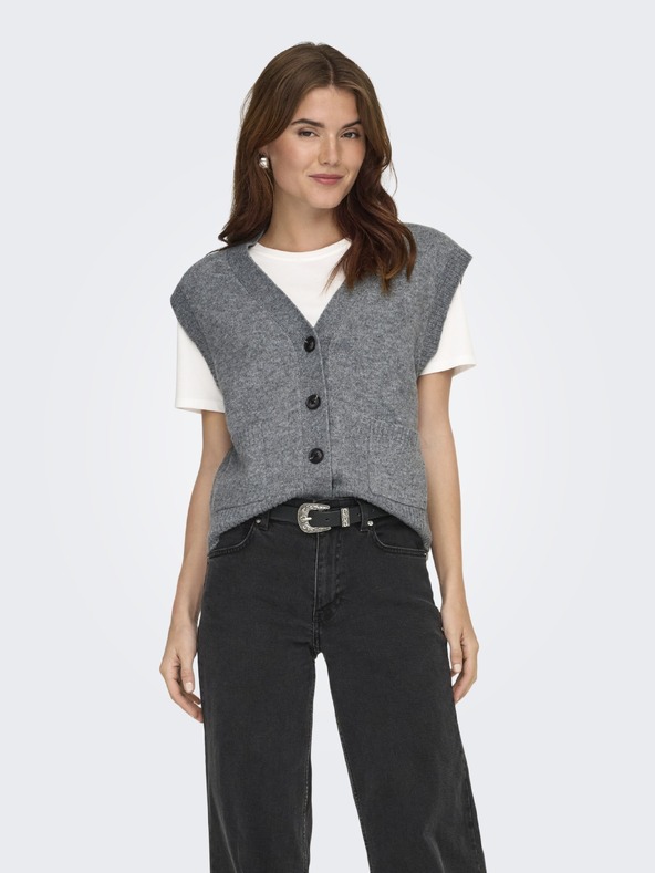 Jacqueline de Yong Kardigan bez rukávů SUPER grey melange