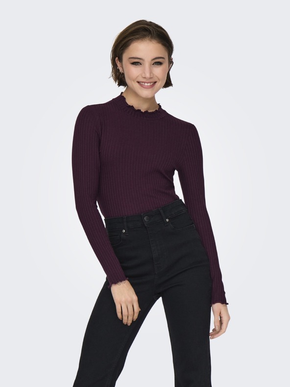 Jacqueline de Yong Top s dlouhým rukávem FRANSISKA vínový