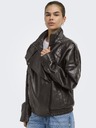 Jacqueline de Yong Tmavě hnědý koženkový bomber RAYE