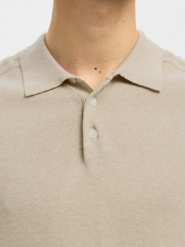 SELECTED Pánské polo triko SELECTED béžové