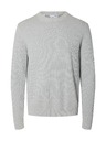 SELECTED Pánský strukturovaný svetr light grey