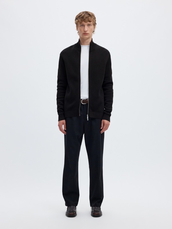 SELECTED Pánský svetr na zip black