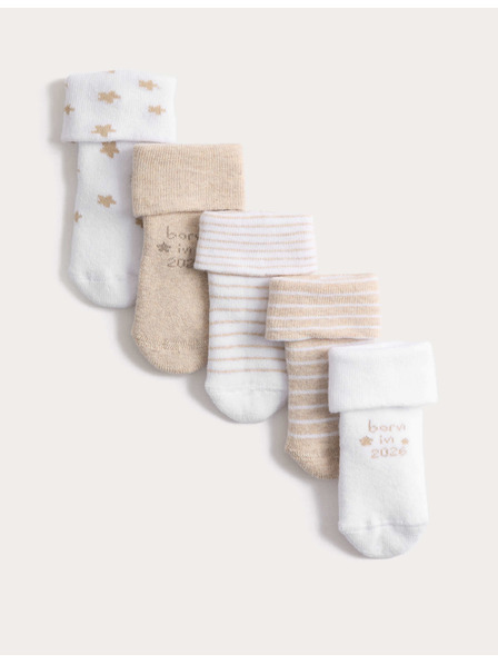 Marks & Spencer Froté ponožky s „Born in 2026“ a vysokým podílem bavlny (0–12 měsíců), 5 párů Marks & Spencer bílá