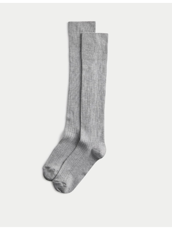Marks & Spencer Vysoce měkké ponožky ke kolenům s technologií Freshfeet a technologií Freshfeet, 2 ks v balení Marks & Spencer šedá