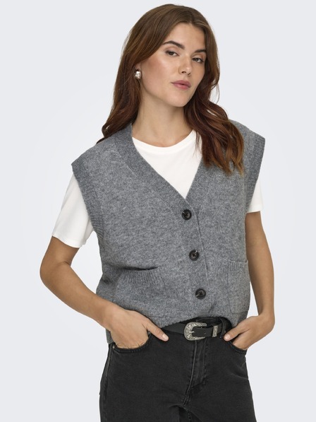 Jacqueline de Yong Kardigan bez rukávů SUPER grey melange