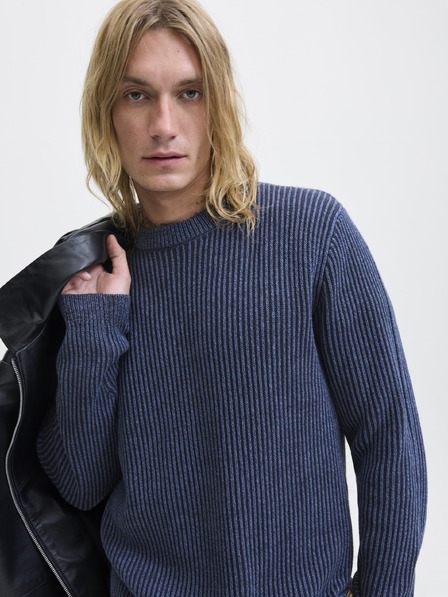 Jack & Jones Pánský pletený svetr sky captain