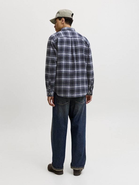 Jack & Jones Flanelová pánská kostkovaná košile navy