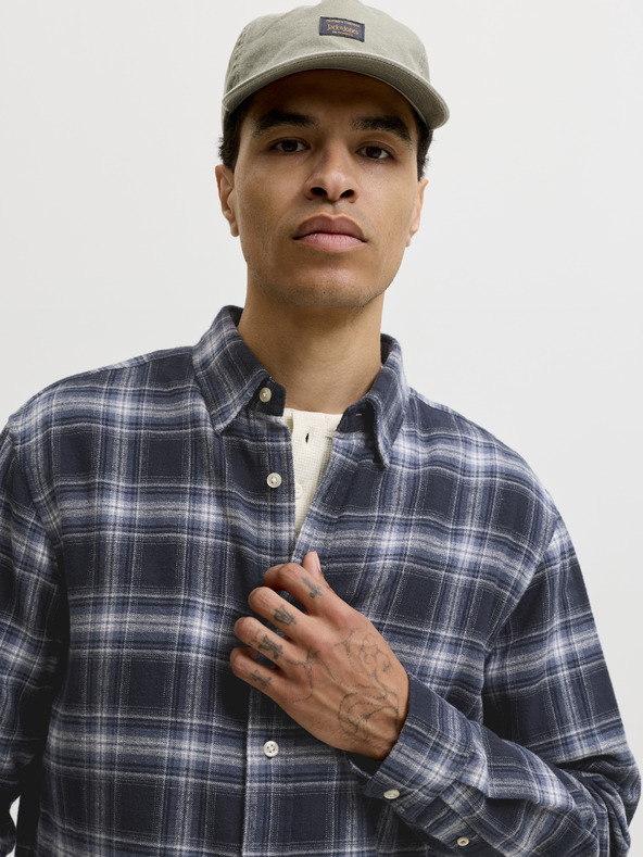 Jack & Jones Flanelová pánská kostkovaná košile navy