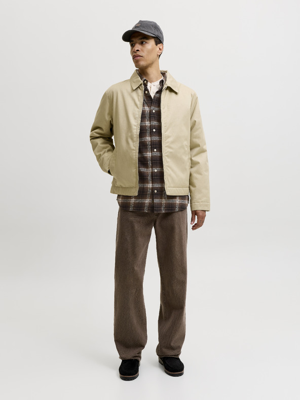 Jack & Jones Flanelová kostkovaná pánská košile hnědá