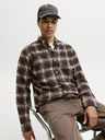 Jack & Jones Flanelová kostkovaná pánská košile hnědá