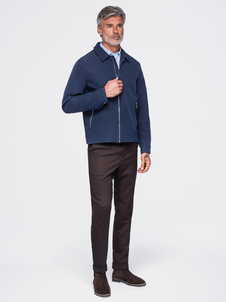 Ombre Clothing Pánská lehká přechodová bunda na zip s klasickým límcem – tmavě modrá V1 OM-JANP-0224 Ombre Clothing