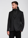 Ombre Clothing Pánská bunda s vysokým límcem a kapucí černá Ombre Clothing